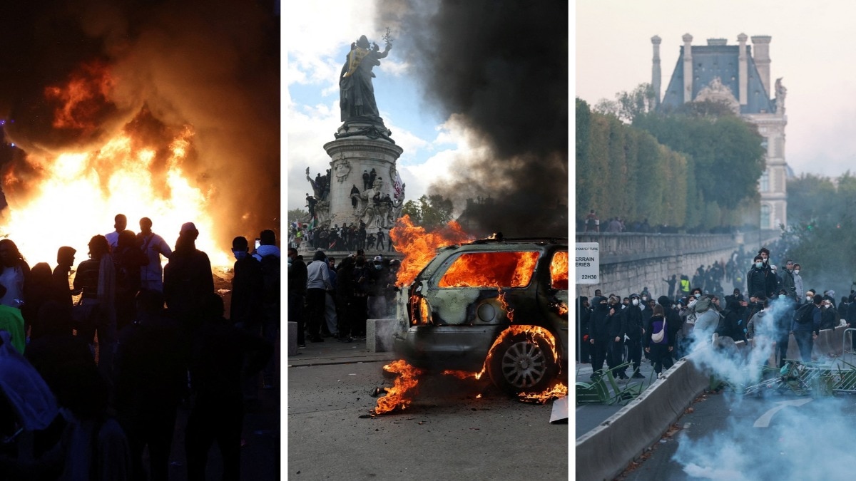 France in flames: Buildings burn, luxury shops looted as 500,000 take to streets