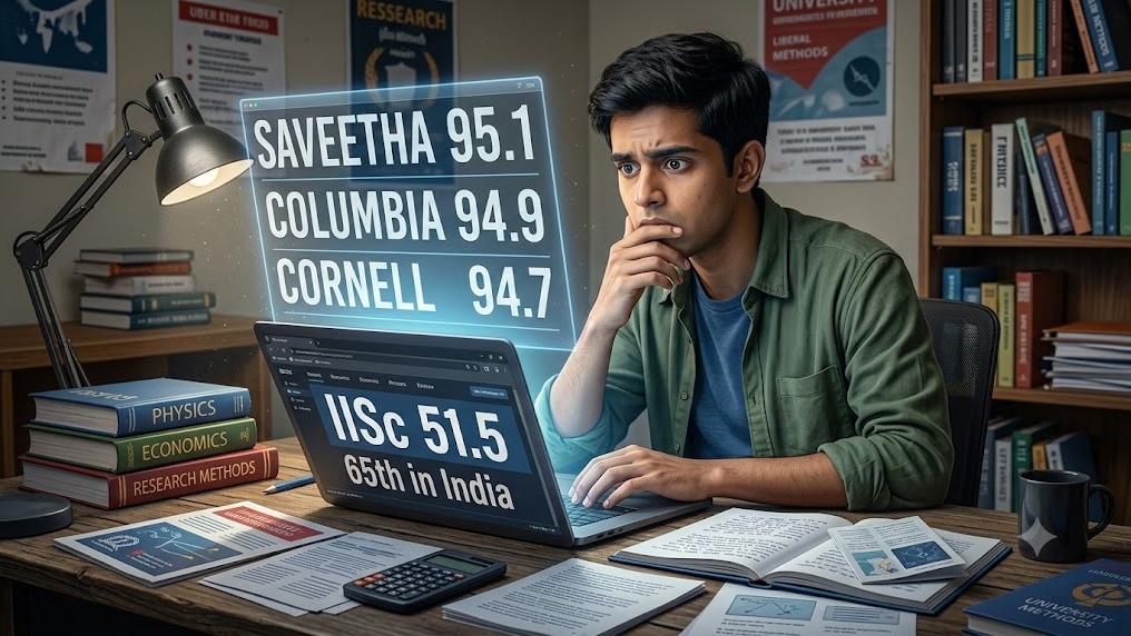 IISc ranks below Saveetha, Galgotias on THE's research quality score. What's wrong?