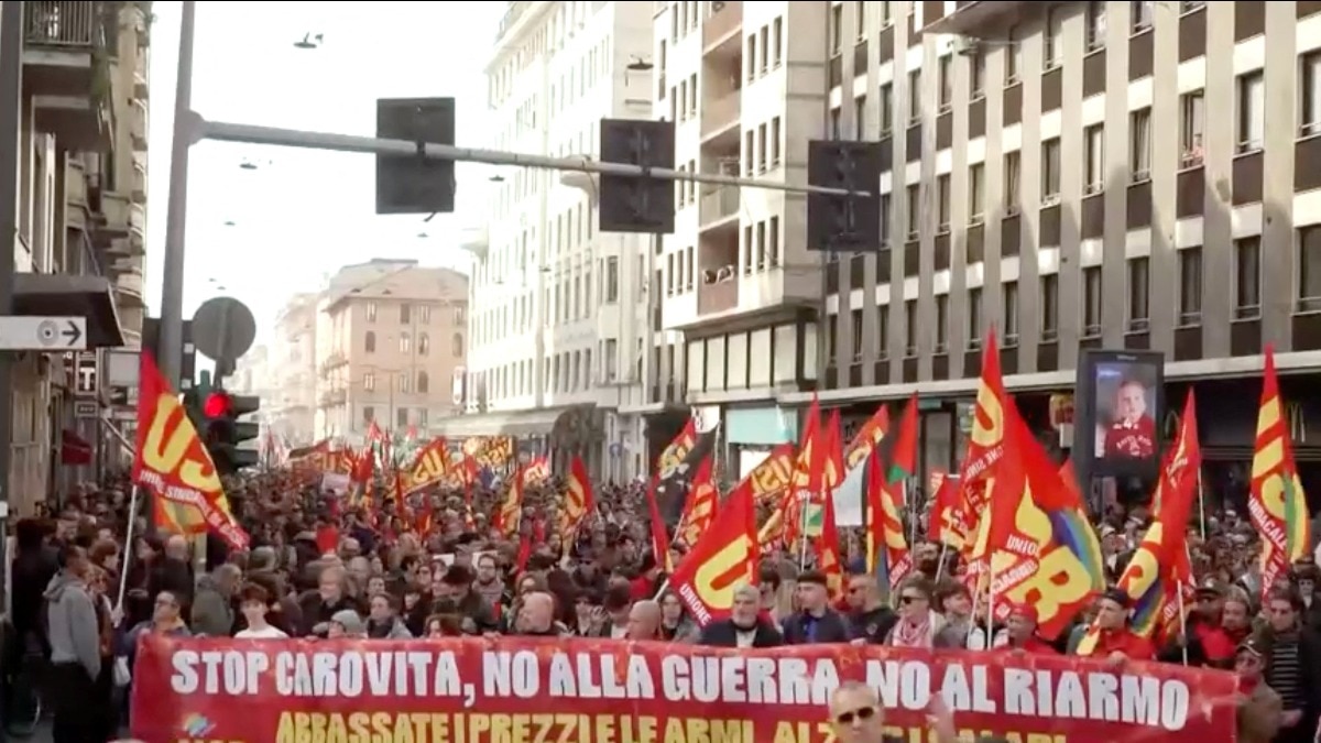 Thousands protest across Italy over rising living costs, wages and military spending