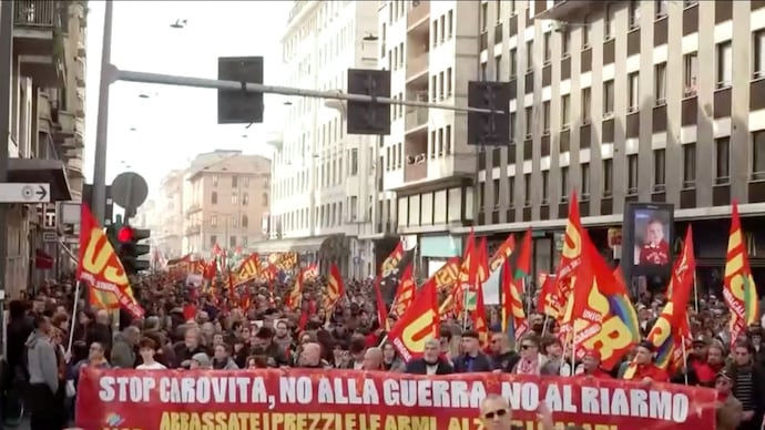 People protest during a nationwide strike, in Milan, Italy, October 30, 2026. (Reuters)