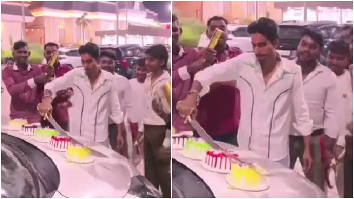 UP man cuts birthday cakes placed on car bonnet with sword on highway, arrested