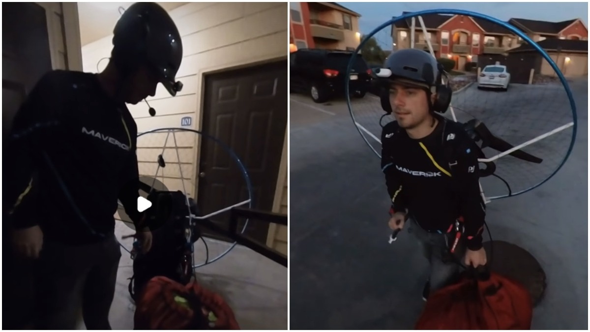 US Air Traffic Controller Commutes to Work Every Day Using a Paramotor
