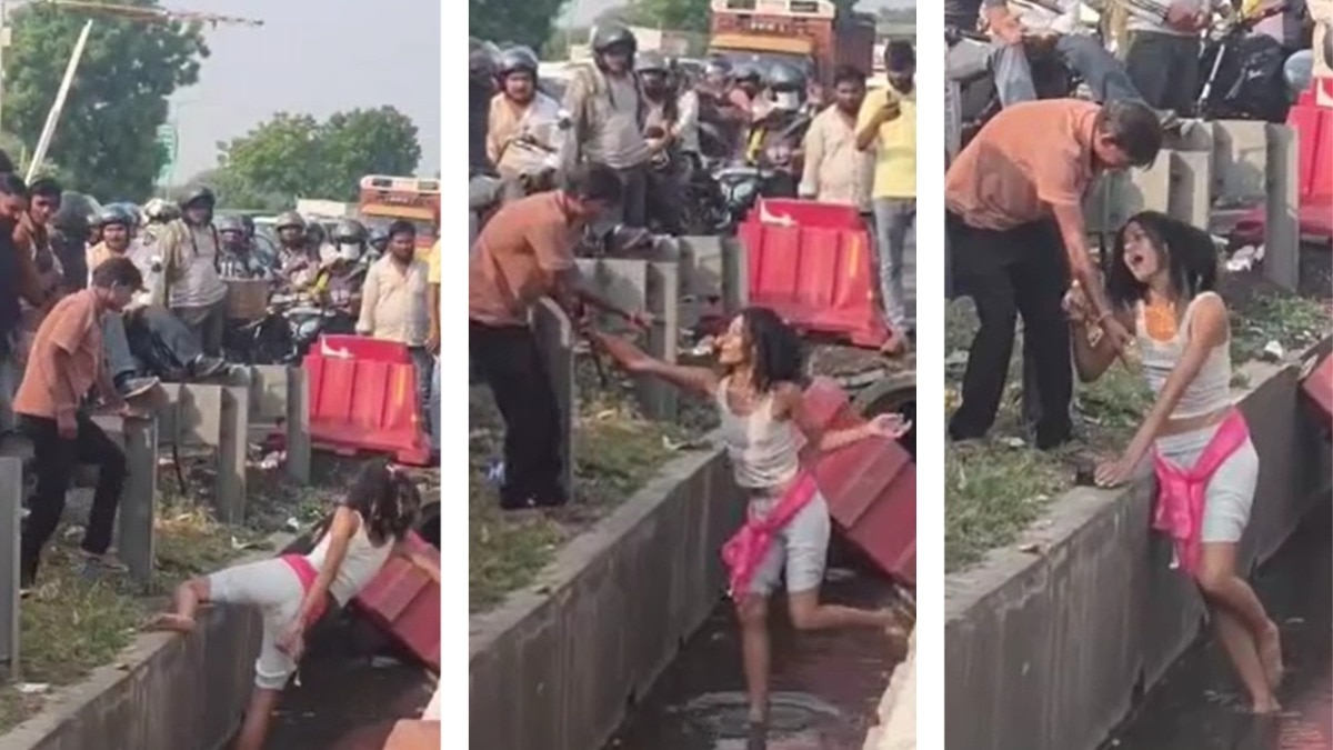 US woman allegedly abuses rescuers after falling into Delhi drain