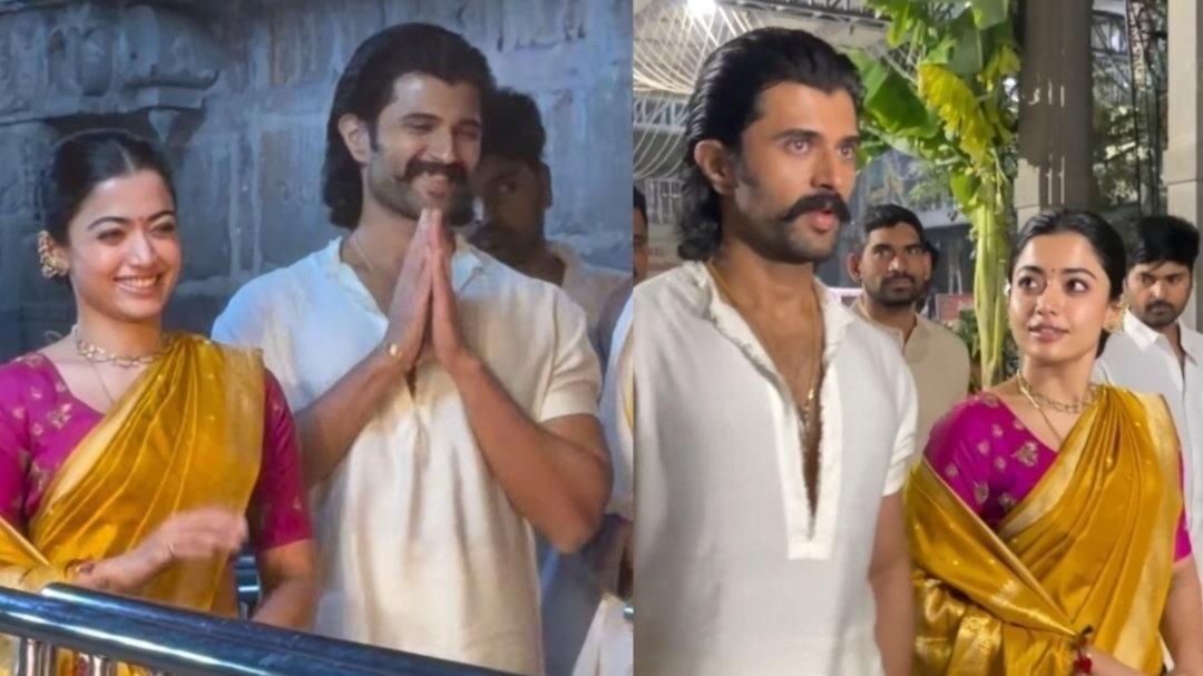 Rashmika, Vijay Deverakonda begin Ranabaali release week with Tirupati visit. Watch