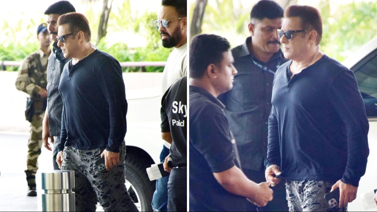 Salman Khan arrives at airport with tight security after shooting incident.