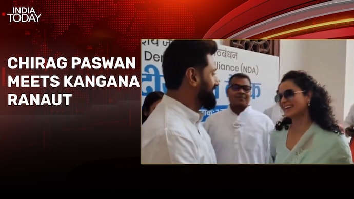 Watch: Chirag Paswan meets former co-star Kangana Ranaut at NDA meet