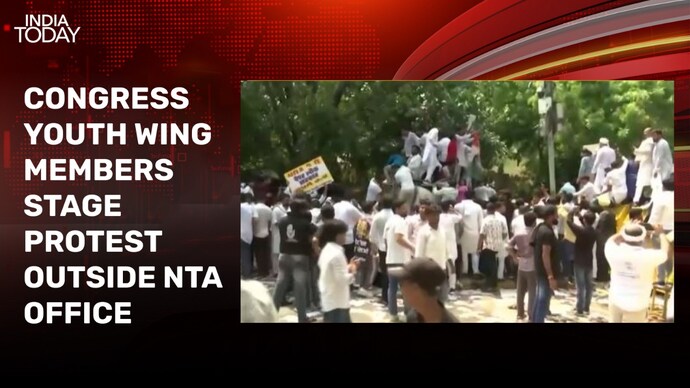 Congress's youth wing members storm NTA office, lock it from inside