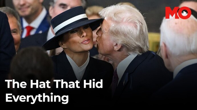 Melania Trump's boater hat & awkward air kiss steal the show at Trump's inauguration