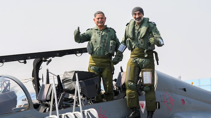 Watch: Army, Air Chief's first joint Tejas Jet Sorty Aero India Air Staff Air Chief Marshal AP Singh's head, Right, and Army Staff, General Upendra Dwivedi reacted to the Tejas aircraft ahead of Aero India 2025.