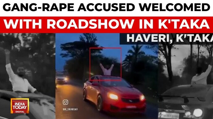 Gang rape welcomed the accused in Karnataka after bail Gang-Bal interview welcomed with Roadsho in Karnataka