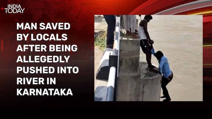 Video: Karnataka man rescued after wife allegedly pushes him into river