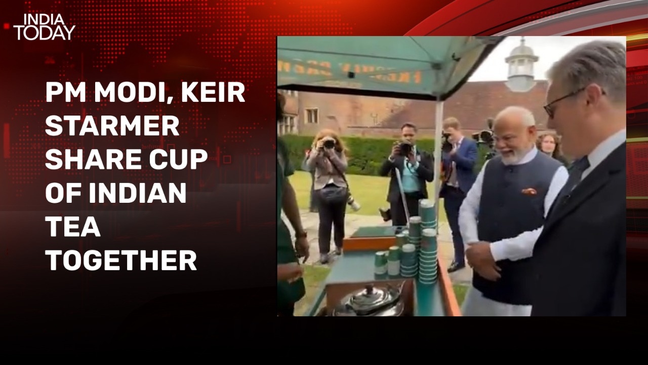 Video: PM Modi enjoys cup of tea with UK's Keir Starmer in London