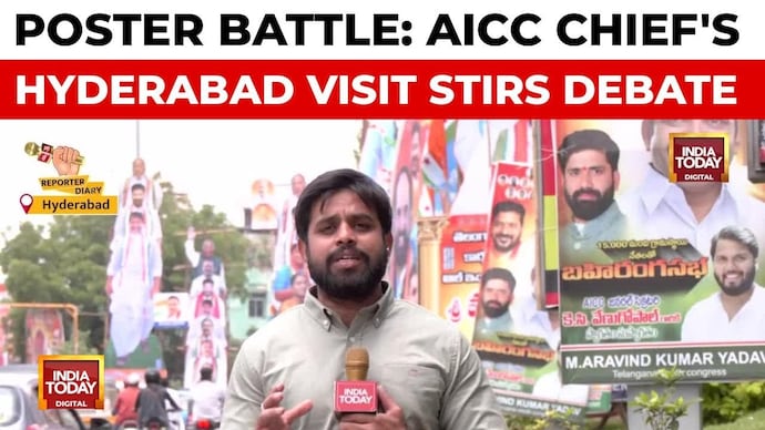 Poster Battle: AICC Chiefs Hyderabad Visit Stirs Debate