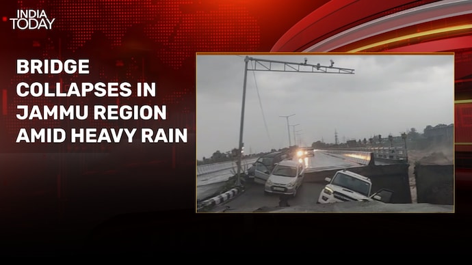 Flood fury in Jammu: Portion of bridge on Tawi River collapses, vehicles stuck