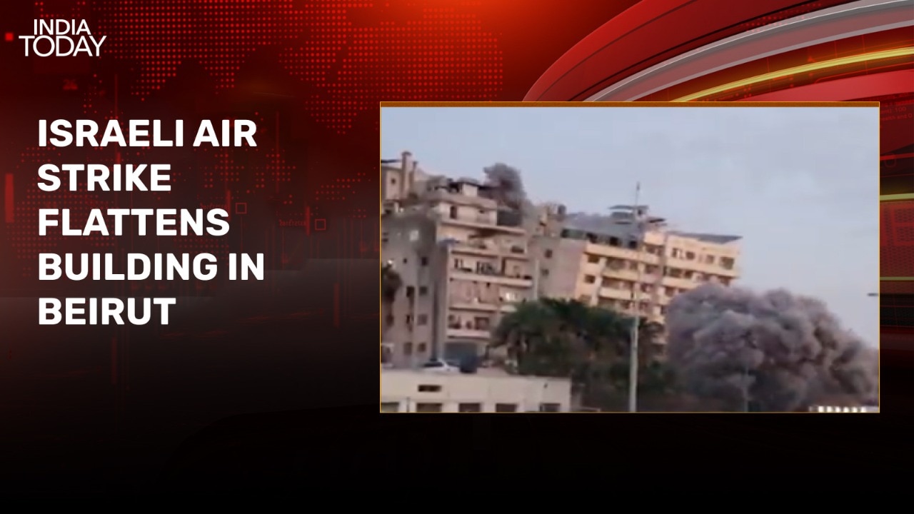 Video: Moment building collapsed in Beirut after Israeli air strike