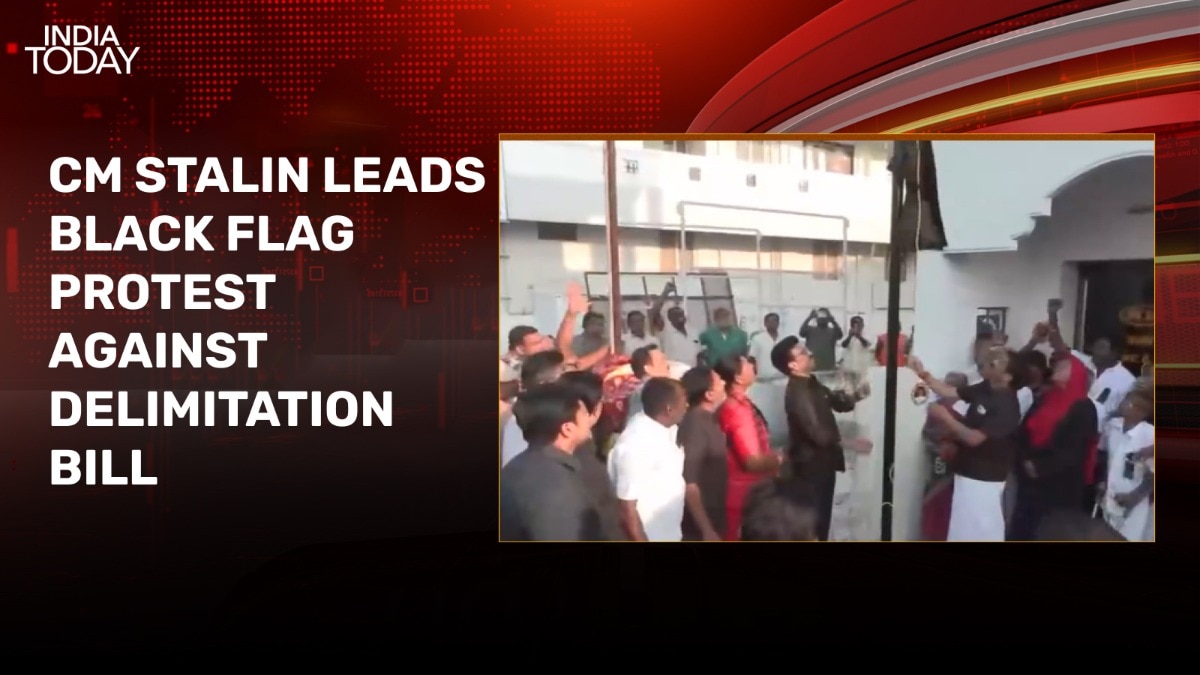 Delimitation bill triggers black flag protests in Tamil Nadu Delimitation bill triggers black flag protests in Tamil Nadu
