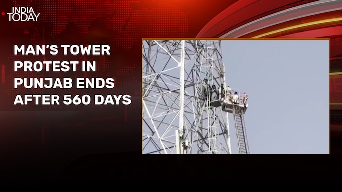 After 560 days, man ends his protest atop 400-foot-high tower in Punjab