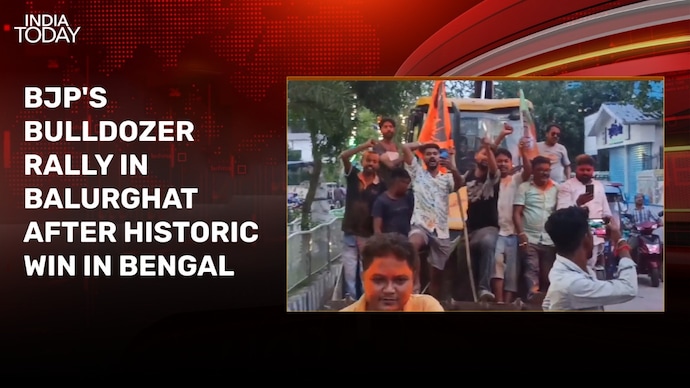 Video: BJP's Sukanta Majumdar takes out bulldozer rally after historic Bengal win