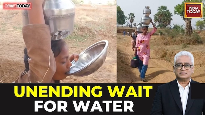 Villagers dig pits for drinking water in Maharashtra's Chandrapur district Chandrapur Villages Forced To Drink Stream Water