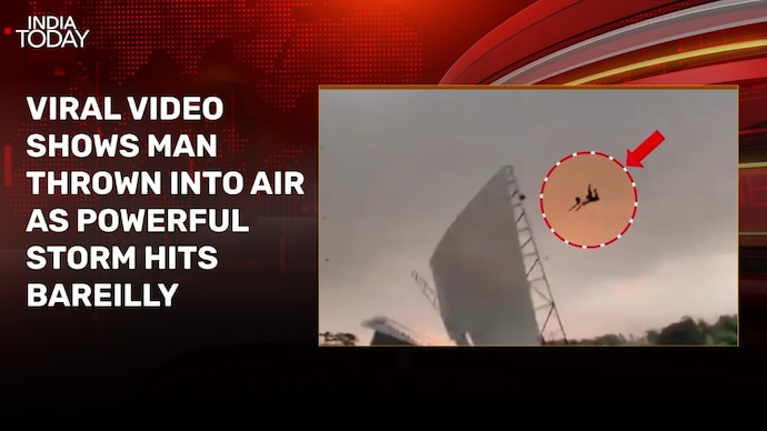 Video: Bareilly man blown away in air along with tin shed during strong storm