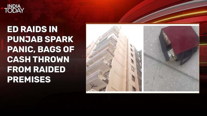 Video: High drama as cash-filled bags thrown from 9th floor amid Punjab ED raids Mohali ED raids