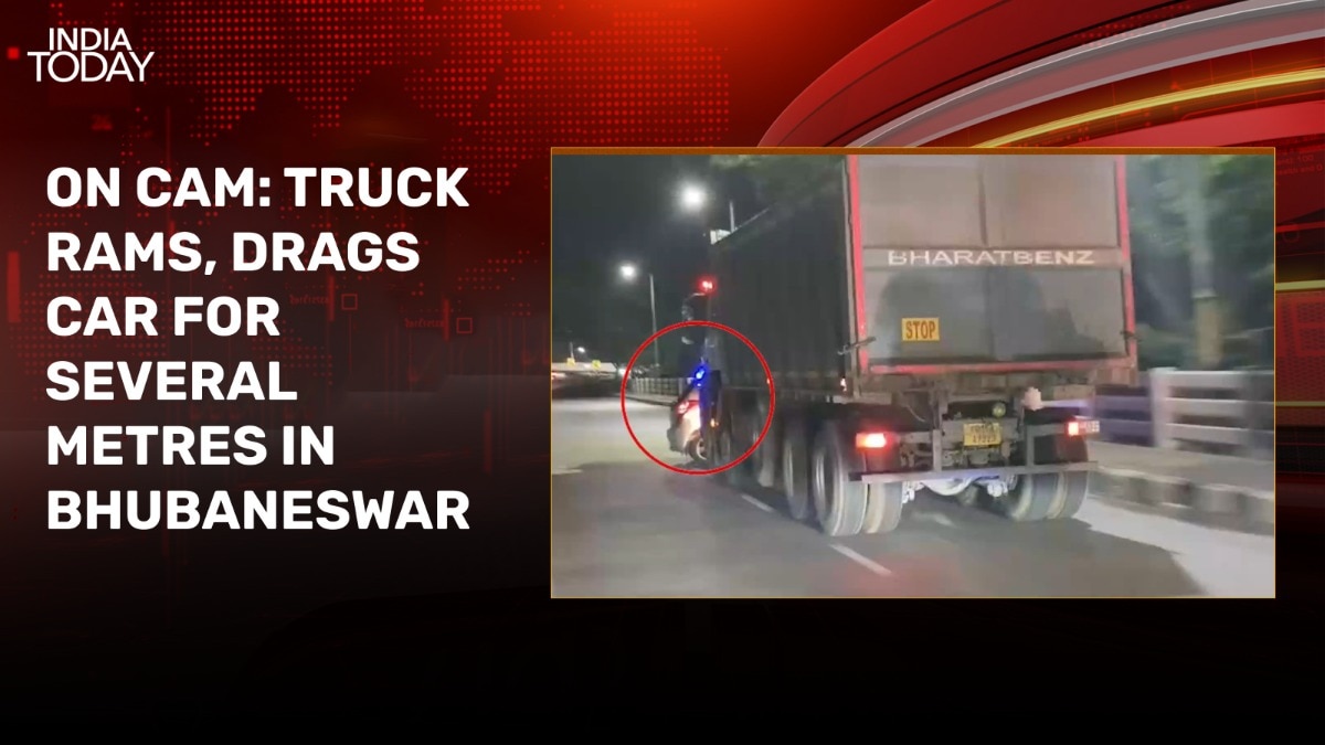 Video: Truck drags car for several metres on busy Odisha road; driver flees spot