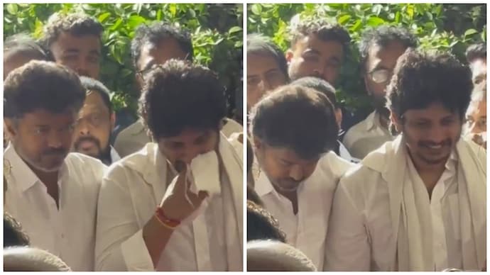 Vijay gets emotional while consoling Jiiva at RB Choudary’s home. Video