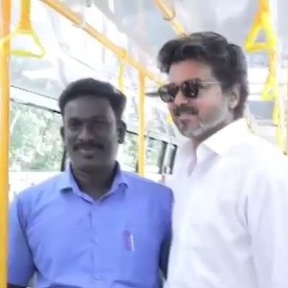 Video: CM Vijay flags off new fleet of buses, gets clicked with conductor