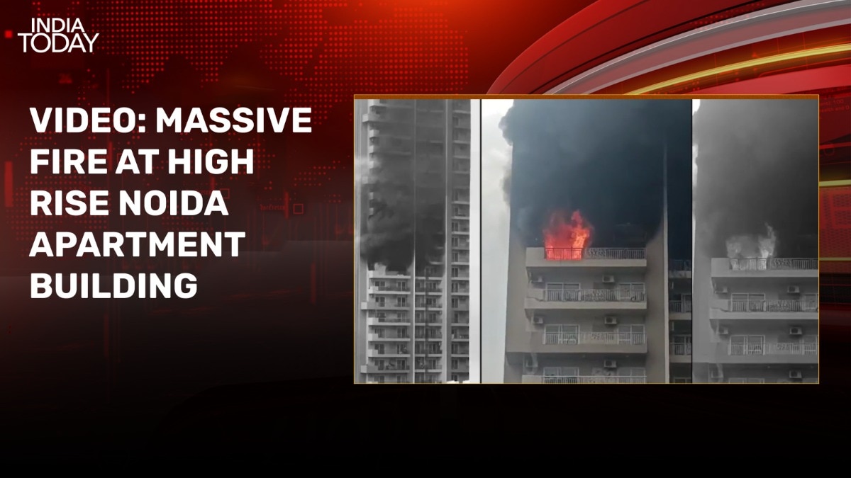 Video: Fire engulfs 12th floor of high rise Noida building, residents evacuated