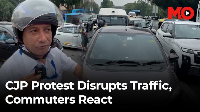 Delhi commuters react to traffic disruptions caused by the CJP protest Protest Disrupts Traffic