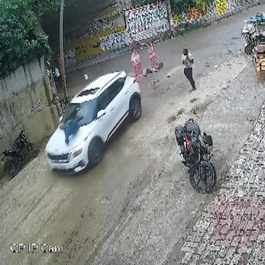Video: Speeding car rams man crossing road, flings him into air in UP