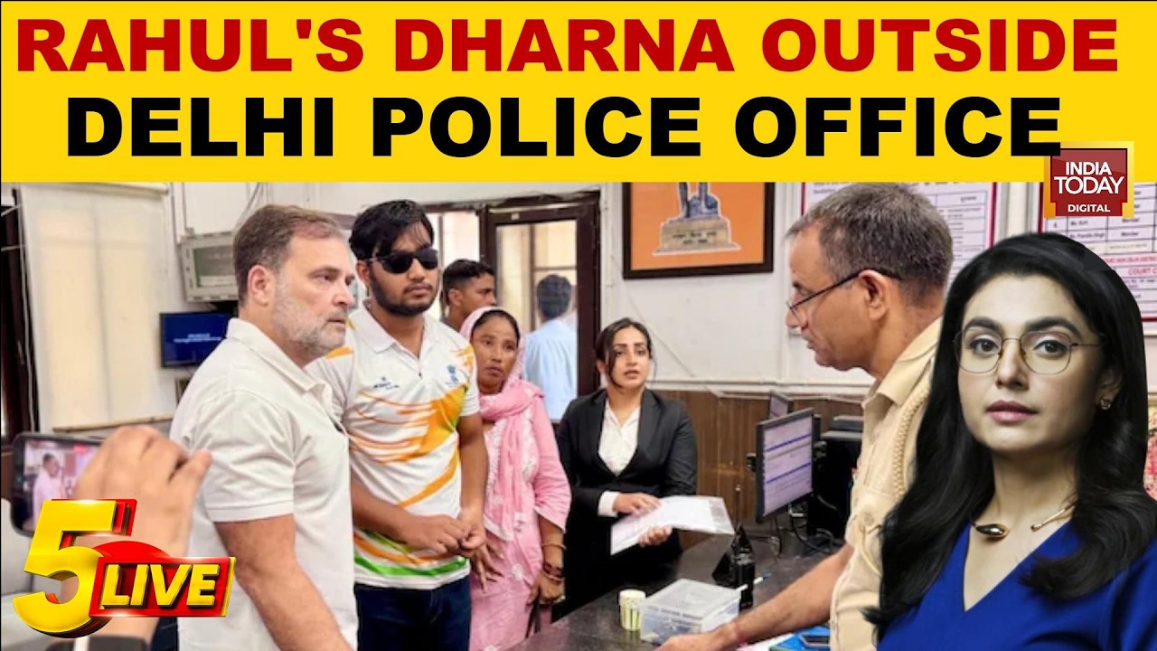 Rahul Gandhi's Dharna At Delhi Cops Office Over Alleged Pellet Gun Use During Student Protests
