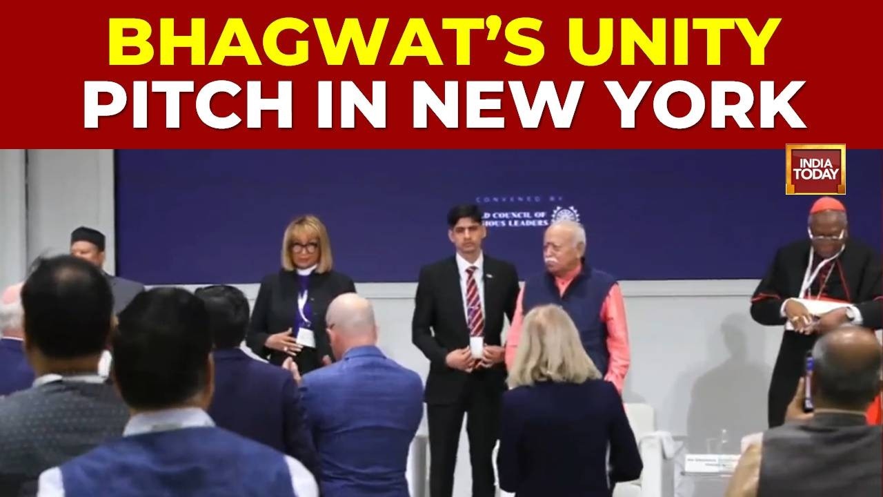 RSS Chief Promotes Unity In New York; Protests Erupt Outside Universal Oneness Event