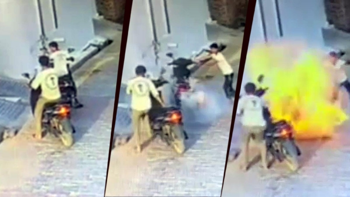 Video: Riders escape death by seconds as electric scooter bursts into flames