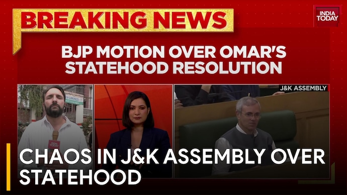 J&K Assembly Ruckus, BJP Motion on Statehood Resolution, LoP Meets Amit Shah Chaos in J&K Assembly Over Statehood
