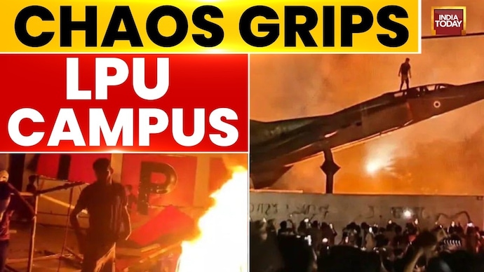 LPU Protest: Clashes Erupt Over Rape Rumours, Cops Attacked And Vehicle Torched LPU Clash: Police Vehicle Torched