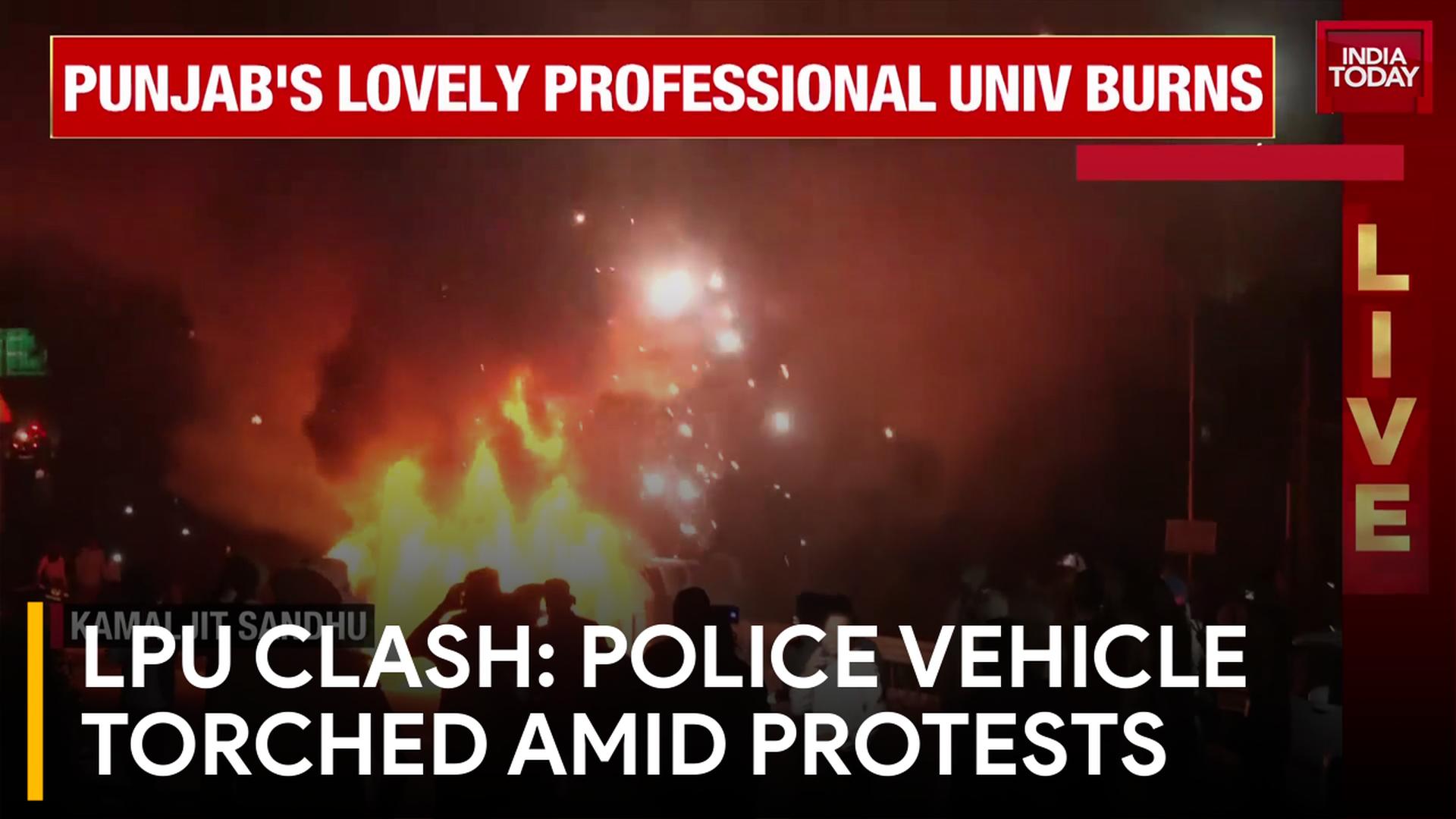 LPU Clash: Police Vehicle Torched Amid Protests