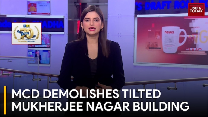 MCD Demolishes Tilted Mukherjee Nagar Building