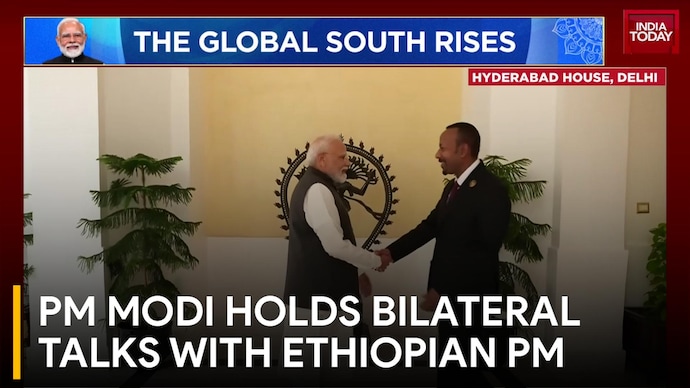 PM Modi Meets Ethiopia PM Abiy Ahmed For Bilaterals Ahead Of BRICS Summit PM Modi Holds Bilateral Talks With Ethiopian PM