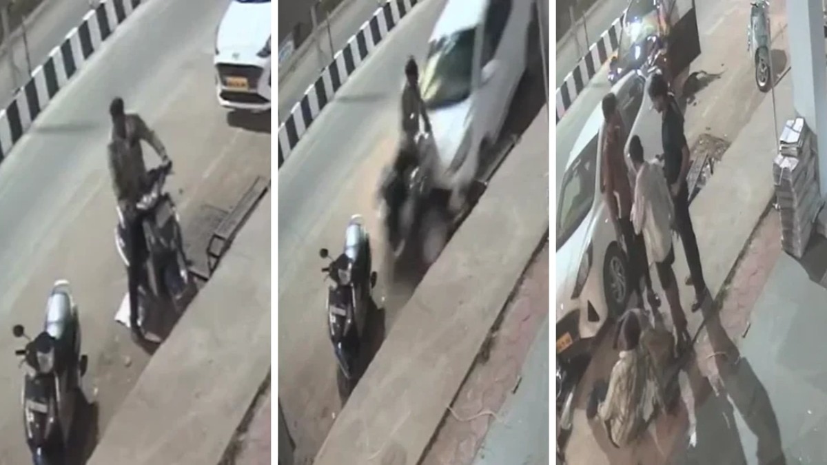 Video: Speeding car rams parked cab, sends it crashing into gig worker in Bhopal