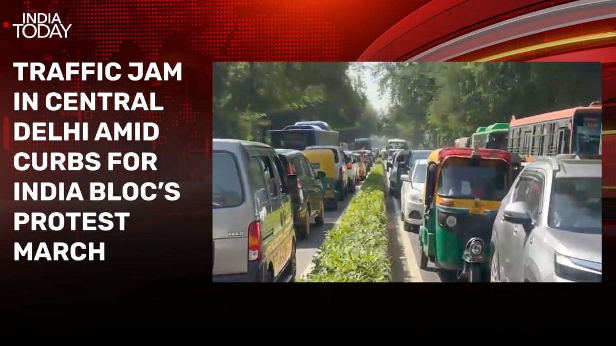 Video: Traffic jam in central Delhi amid curbs for INDIA bloc's protest march