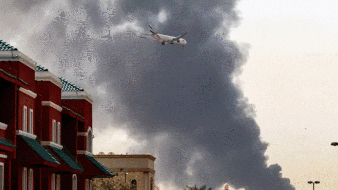 Flames rise from an oil storage facility south of Iran's capital, Tehran, during a US-Israeli attack