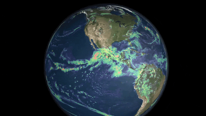 Warm water glows across the central Pacific in satellite imagery, the ocean signature behind every so-called Godzilla El Nino. (Photo: X/GIF: Nasa)