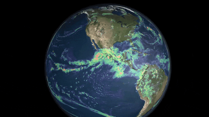 Warm water glows across the central Pacific in satellite imagery, the ocean signature behind every so-called Godzilla El Nino. (Photo: X/GIF: Nasa)