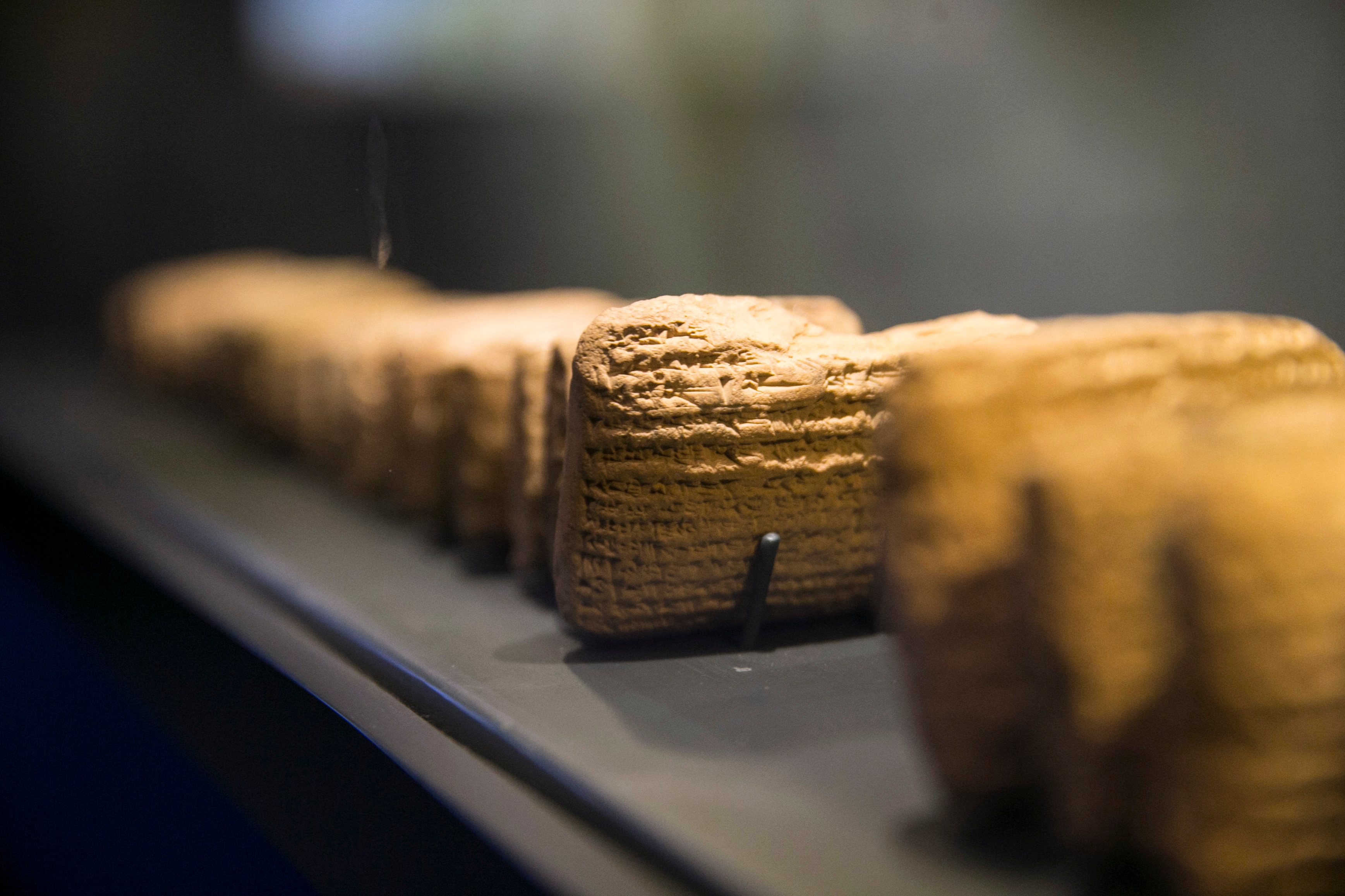 Cuneiform tablets are displayed during an exhibition. (Photo: Reuters)