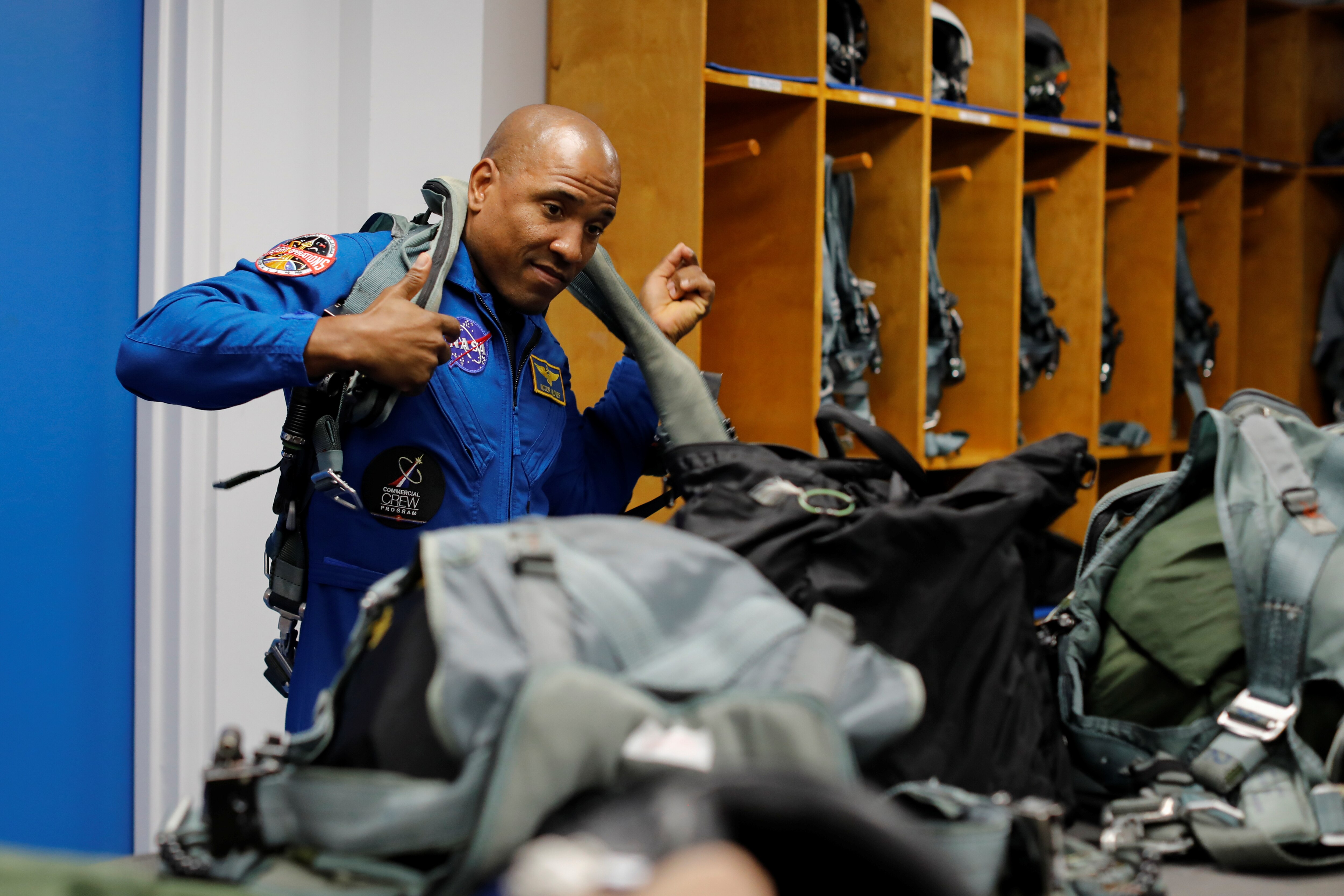  Victor Glover gears up for a training flight in Houston, Texas. (Photo: Reuters)