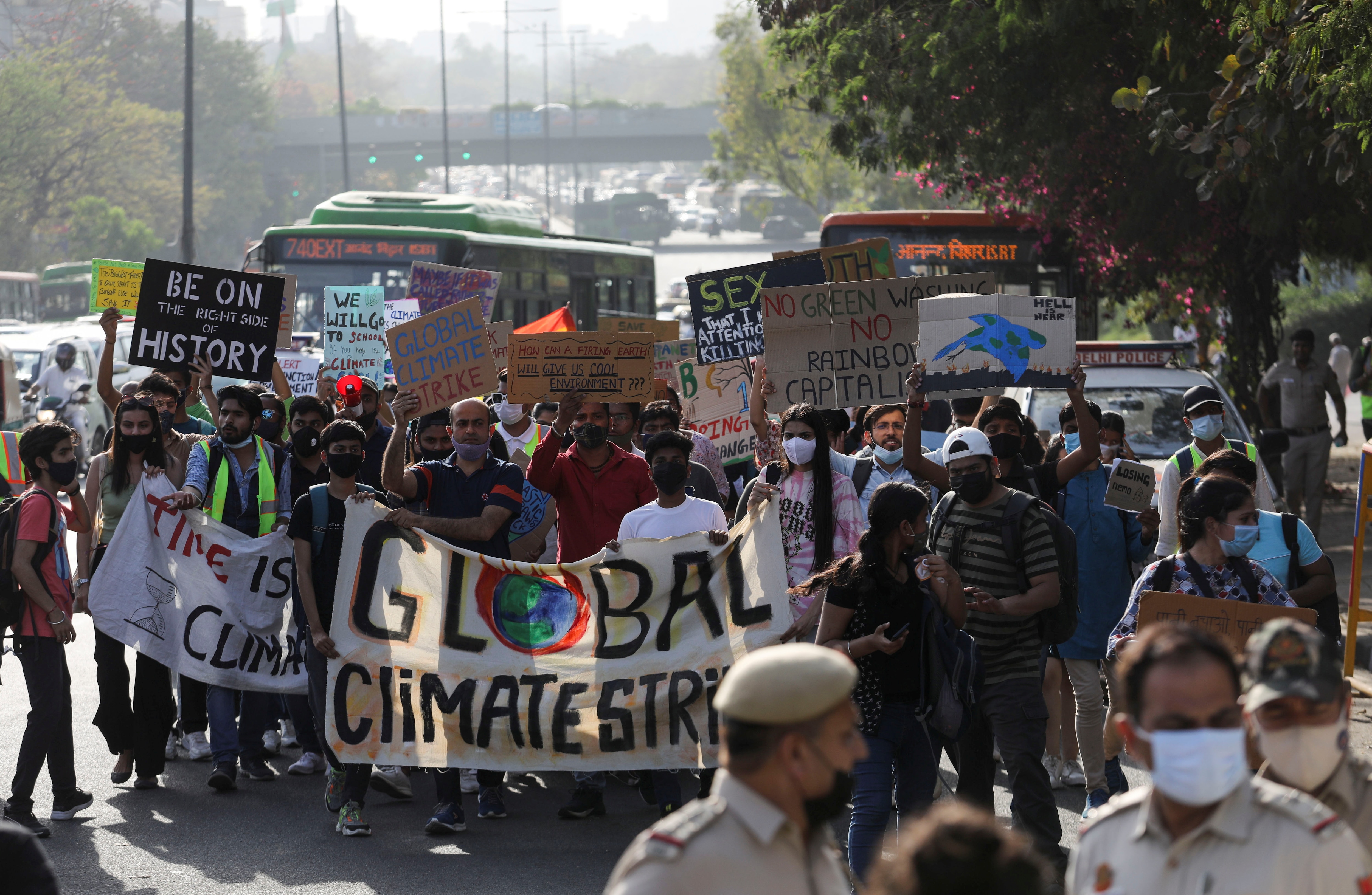 A climate change related protest is pictured in New Delhi. (Photo: Reuters)