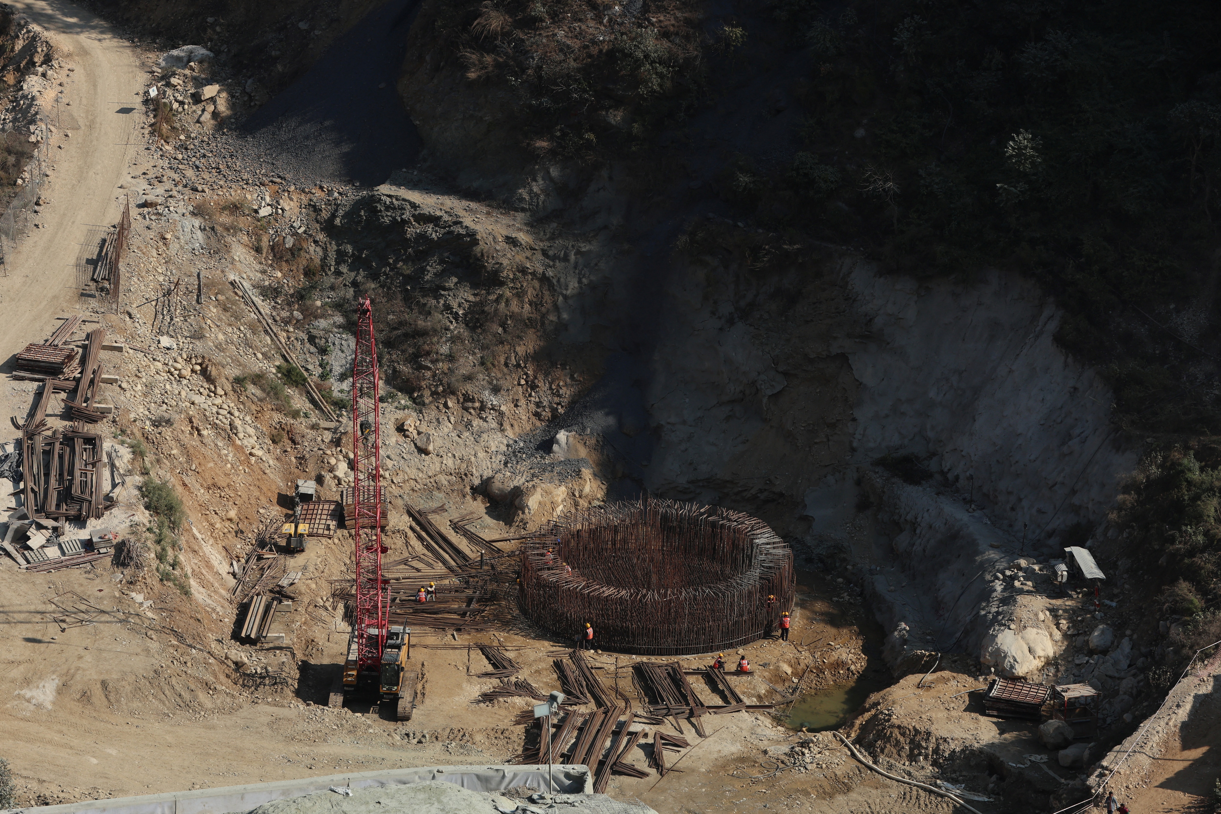 Construction of a railway line and infrastructure work is photographed in Uttarakhand. (Photo: Reuters)
