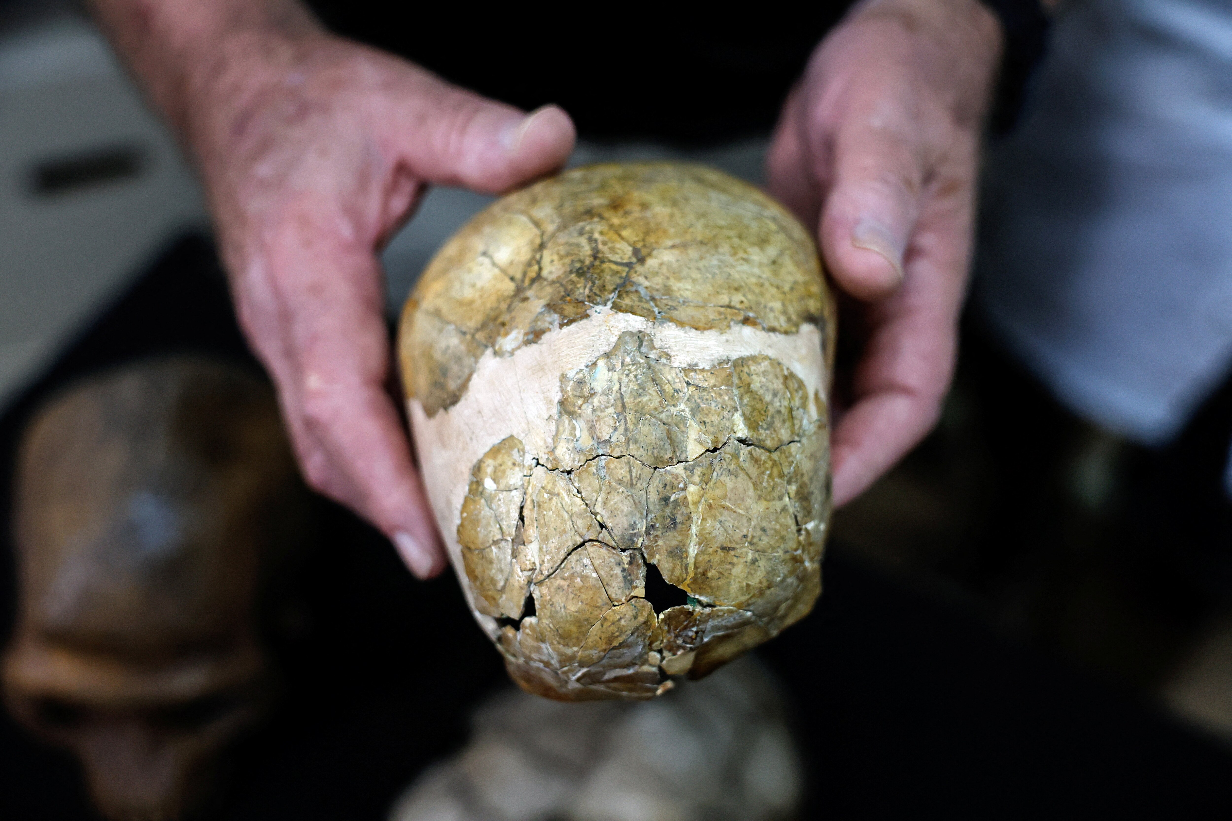 The remains of a prehistoric child skull. (Photo: Reuters)