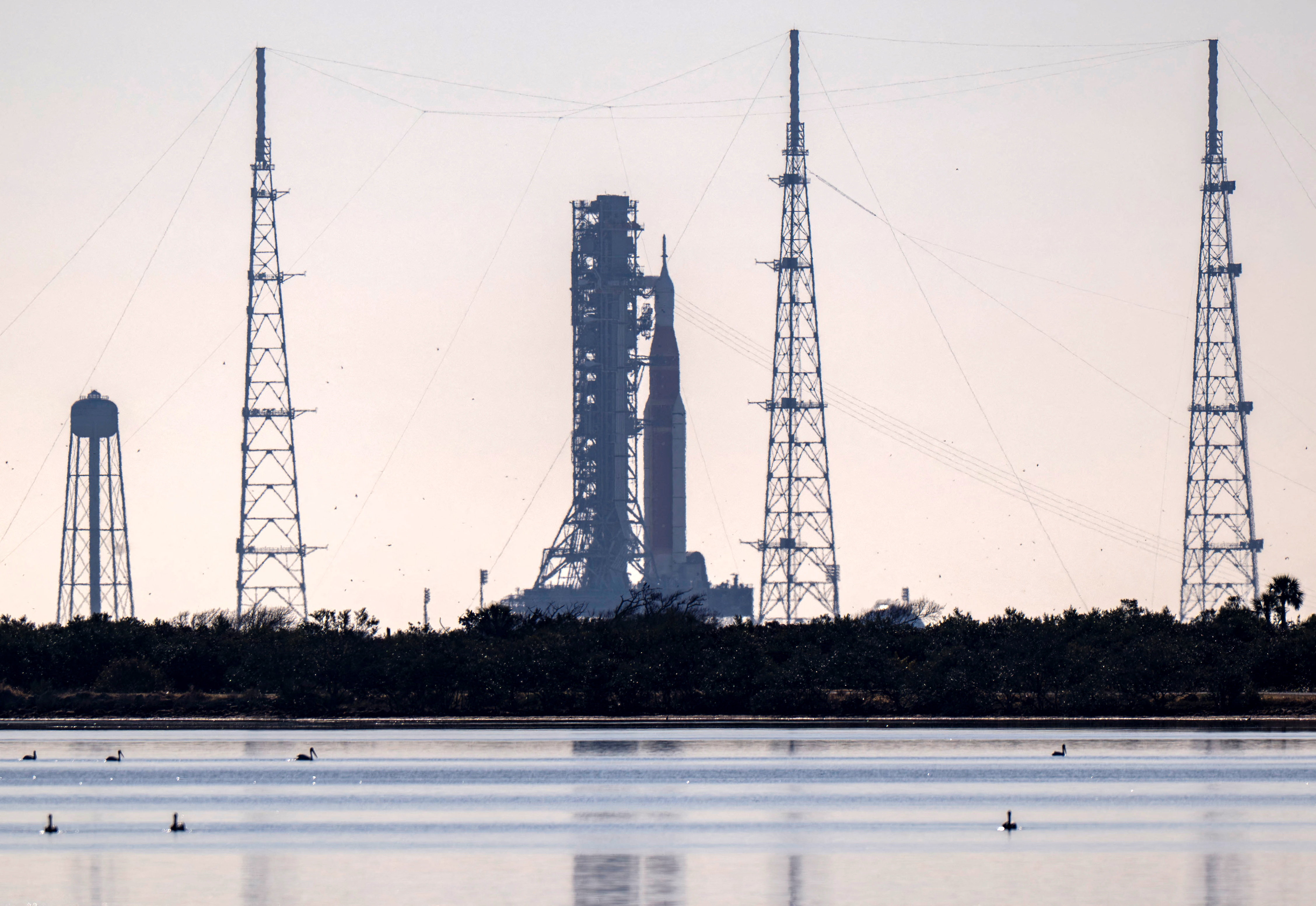 The Space Launch System (SLS), with the Orion crew capsule at the launch complex. (Photo: Reuters)